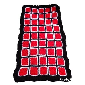 Vintage Granny Square Crochet Couch Blanket
